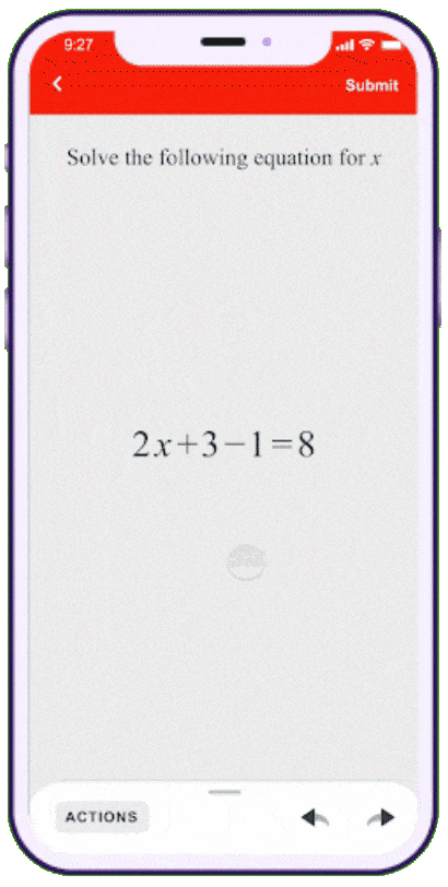 Smartphone screen with math problem