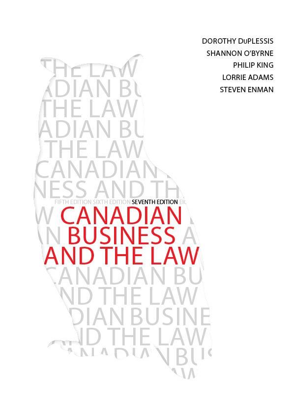 Canadian Business and the Law, 7th Edition cover photo